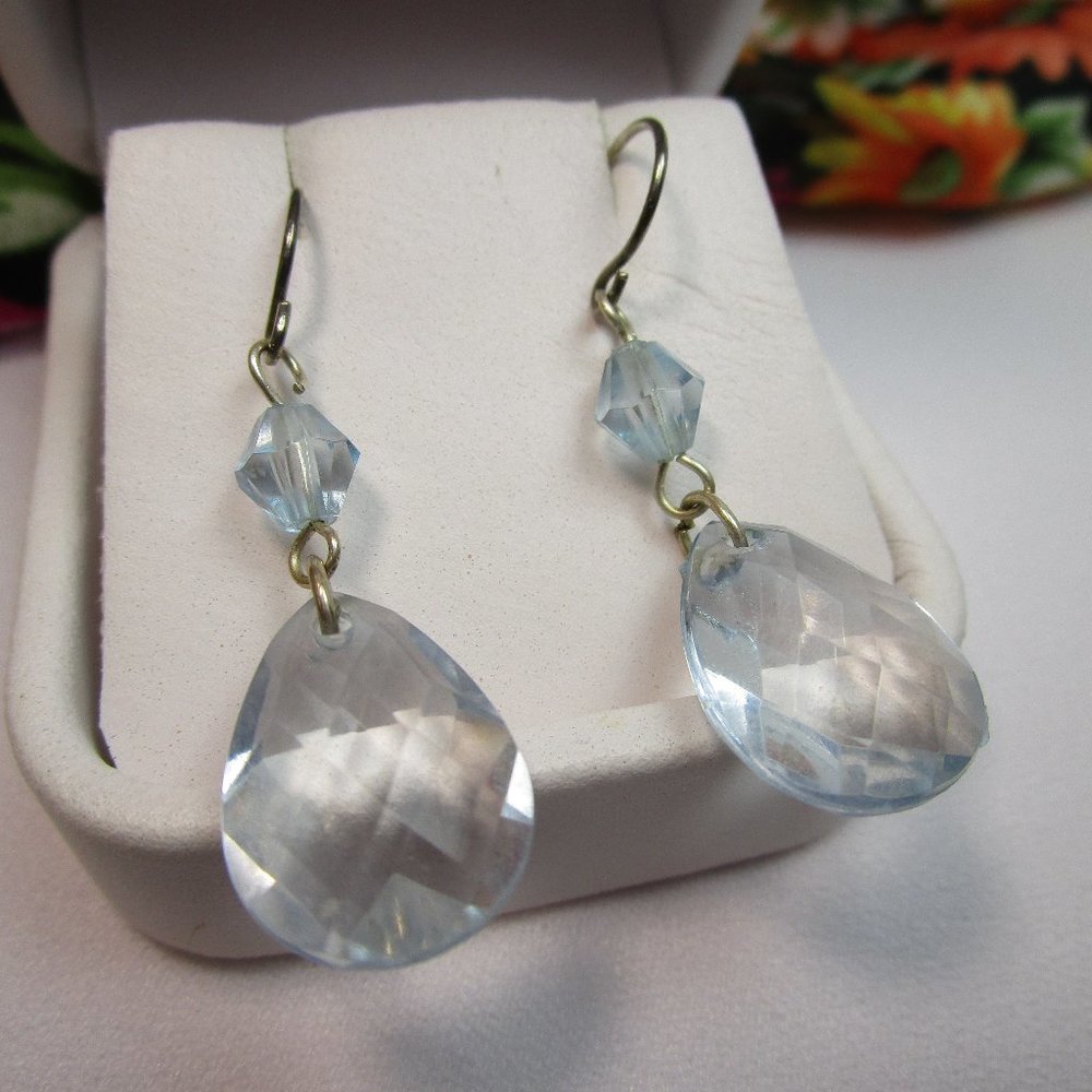Vintage Ice Blue Chandelier Style Dangle Earrings